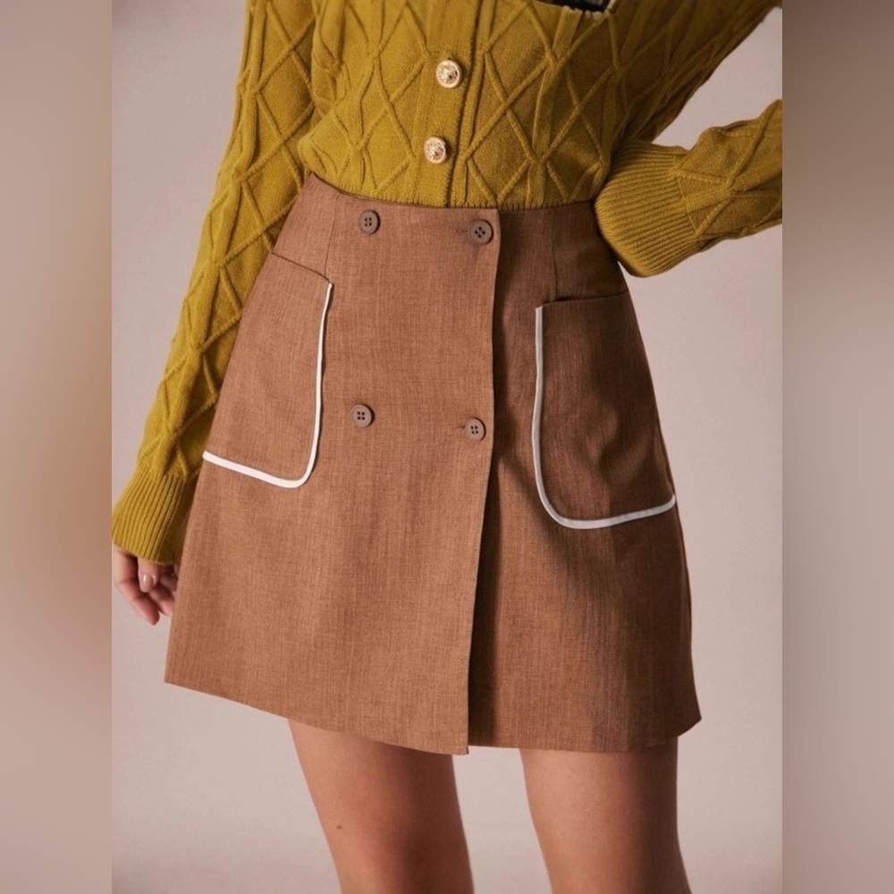 Button-Front Mini Skirt